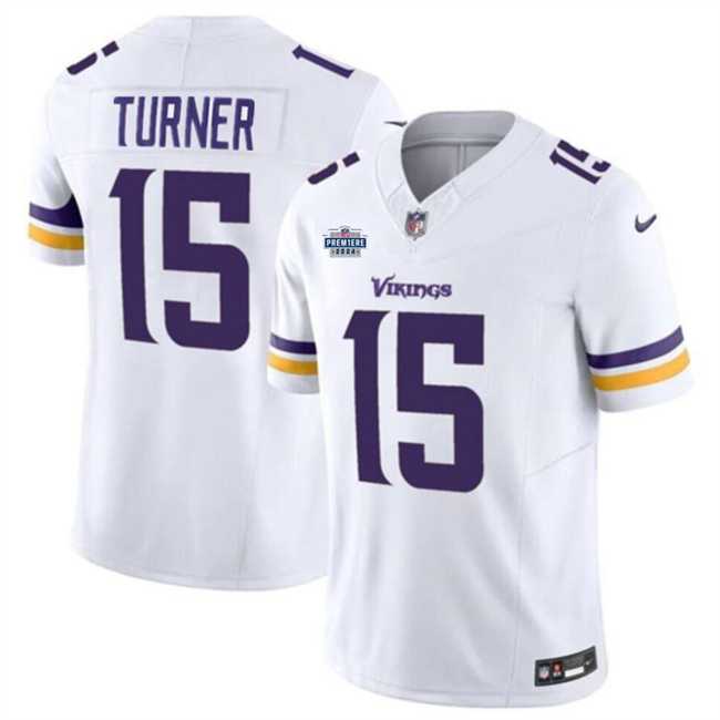 Men & Women & Youth Minnesota Vikings #15 Dallas Turner White 2024 With Draft Patch F.U.S.E Vapor Untouchable Limited Stitched Jersey